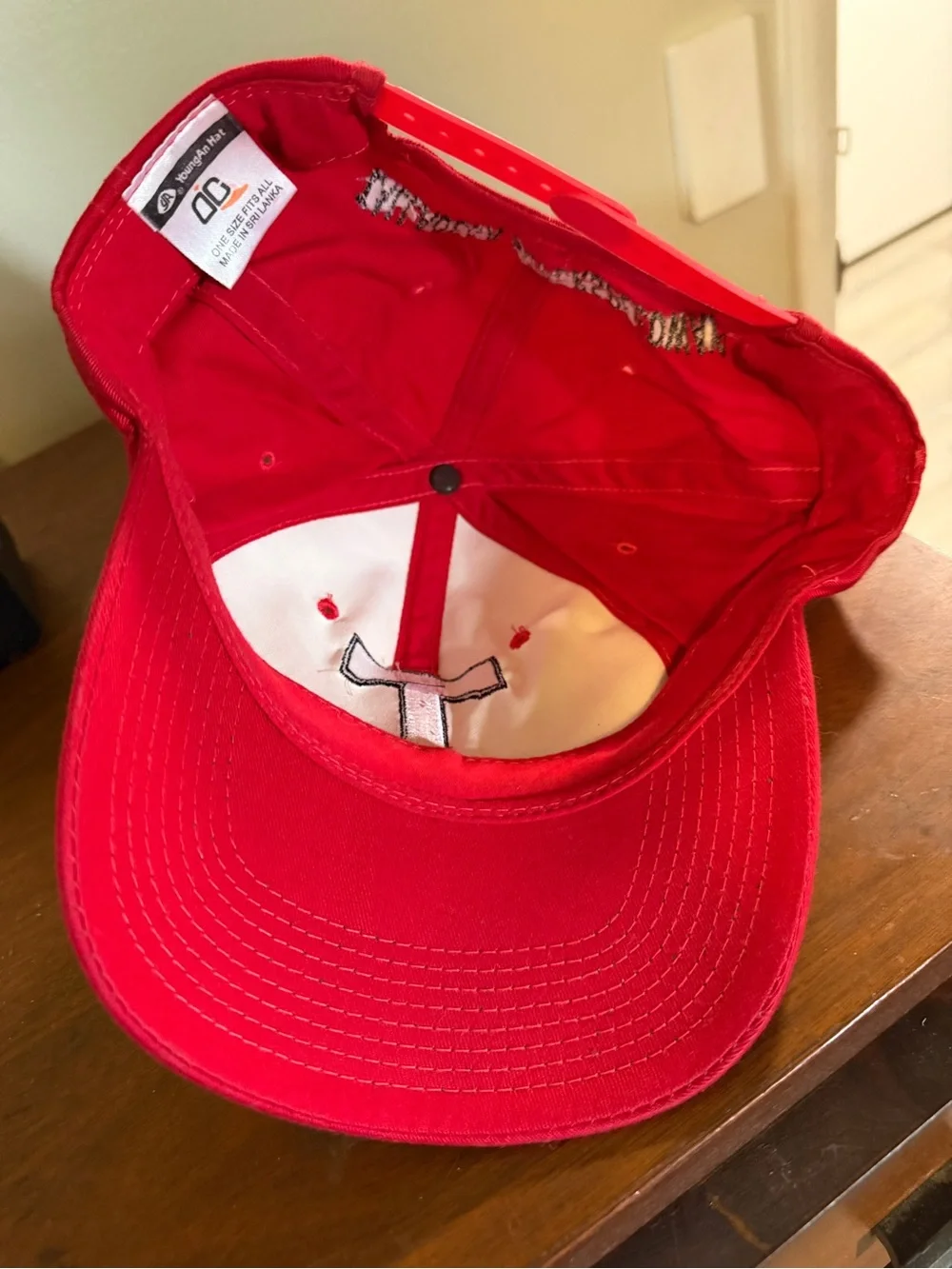 Talldega super seed way  Red Baseball Cap with White 'T' Accent
